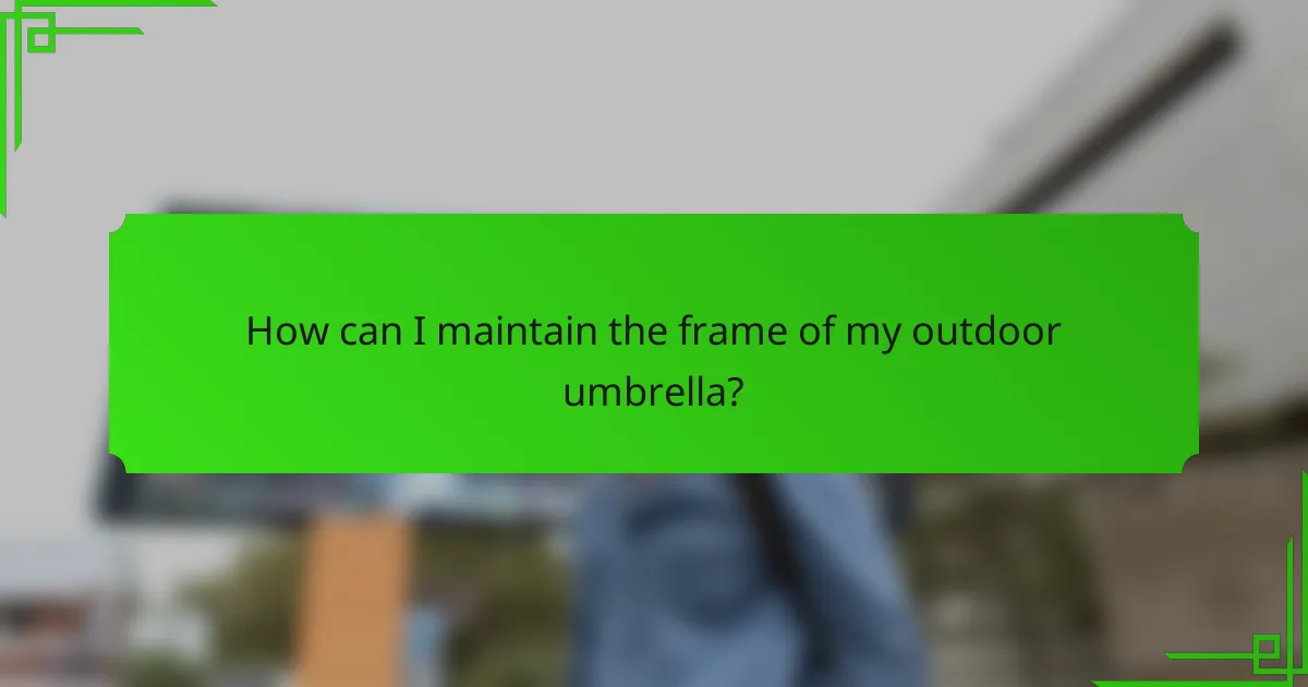 How can I maintain the frame of my outdoor umbrella?