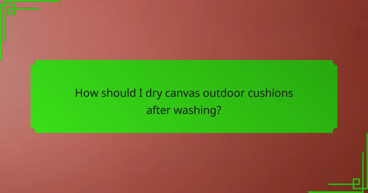 How should I dry canvas outdoor cushions after washing?