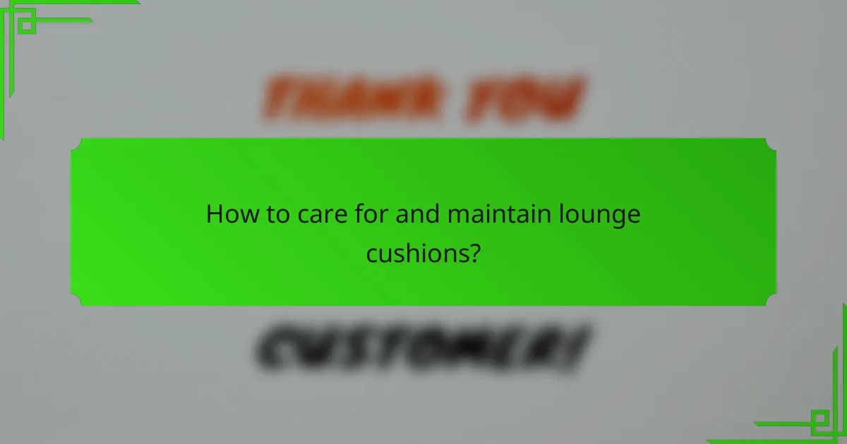 How to care for and maintain lounge cushions?